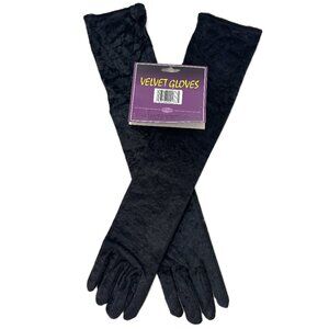 Long Black Velvet Elbow Costume Gloves NWT - NOS